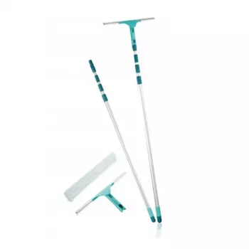 Conjunto de limpeza de janelas LEIFHEIT com haste telescópica, rodo 2-em-1 XL Pro Reach, alcance de 4 m