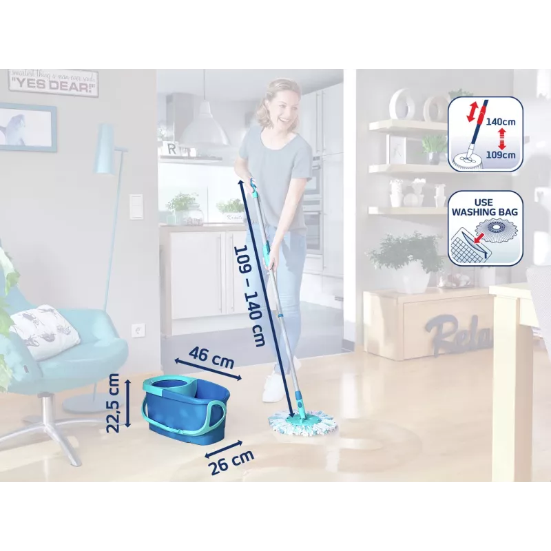 LEIFHEIT Conjunto de limpeza de pavimentos Rotations-Disc-Mop Ergo com Power Cleaner 1L