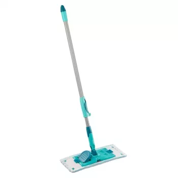 Escova de chão LEIFHEIT PowerClean M com haste telescópica, 33 cm, verde/cinzento