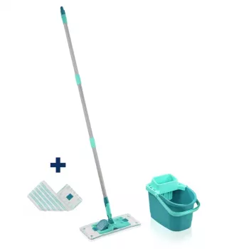 Conjunto de limpeza de chão Leifheit Clean Twist M Ergo com cabeça de mopa Micro Duo, 33 cm, verde/branco