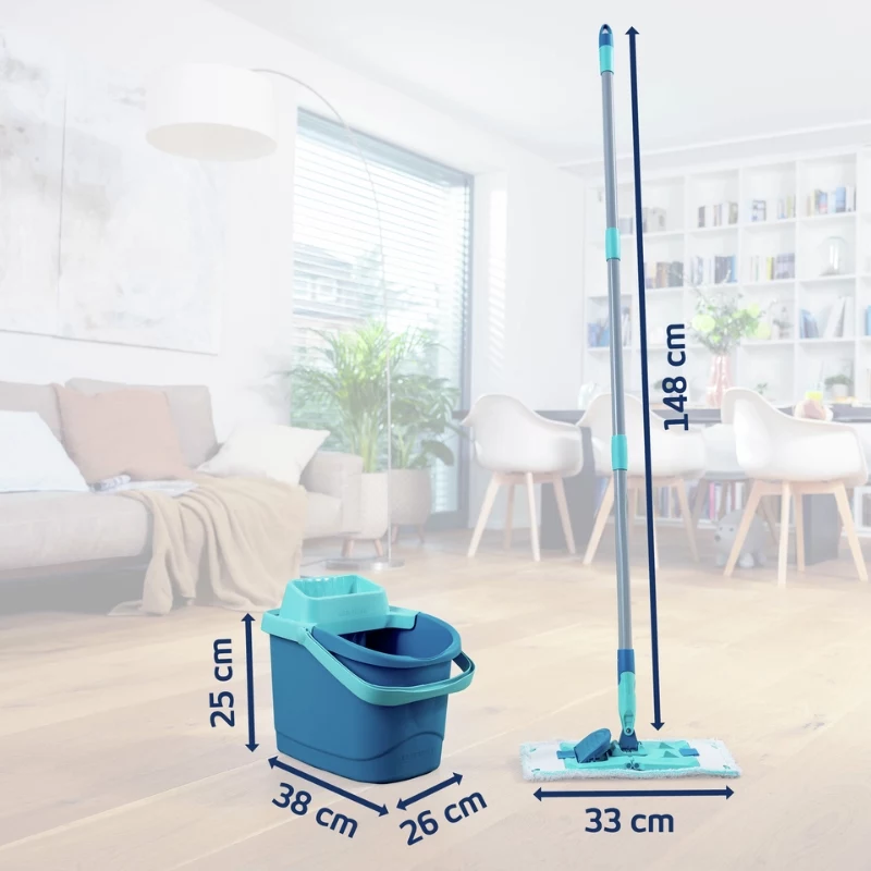 Conjunto de limpeza de chão Leifheit Clean Twist M Ergo com cabeça de mopa Micro Duo, 33 cm, verde/branco