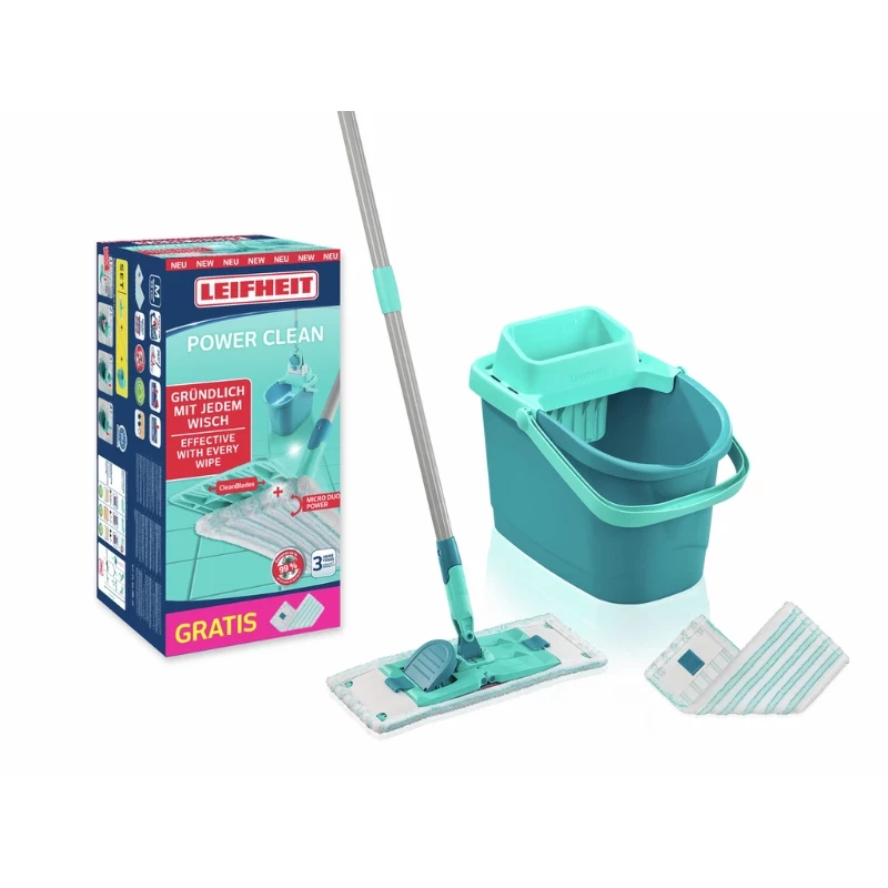 Conjunto de limpeza de chão Leifheit Clean Twist M Ergo com cabeça de mopa Micro Duo, 33 cm, verde/branco