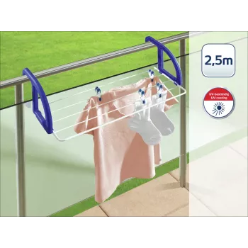 LEIFHEIT Classic estendal suspenso 25 | 25 m de comprimento de secagem | estendal de chão em asa | aço revestido e plástico | branco/azul | interior/exterior