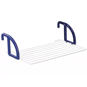 LEIFHEIT Classic 70 estendal, 7 varões, 7 m de comprimento de secagem, estendal dobrável em asa, branco/azul