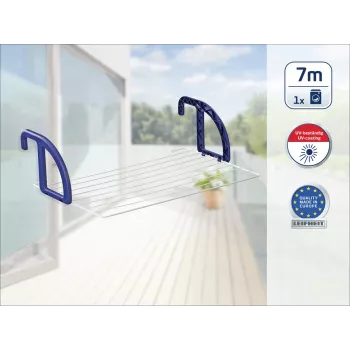 LEIFHEIT Classic 70 estendal, 7 varões, 7 m de comprimento de secagem, estendal dobrável em asa, branco/azul