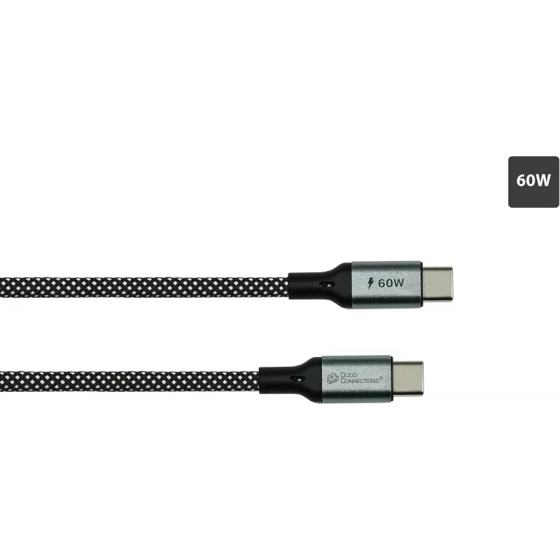 GoodConnections Cabo espiral magnético USB 2.0 60W USB-C para USB-C, preto/branco, 1m 2060-MT010SW