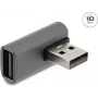 Delock adaptador USB 10 Gbps Type-A macho para Type-A fêmea, angular à esquerda, caixa em alumínio