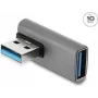 Delock adaptador USB 10 Gbps Type-A macho para Type-A fêmea angular, caixa em alumínio