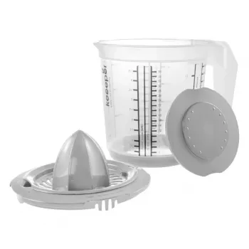 Jarro medidor KEEEPER Matteo com base antiderrapante e espremedor de citrinos na tampa, 1L, transparente/cinzento