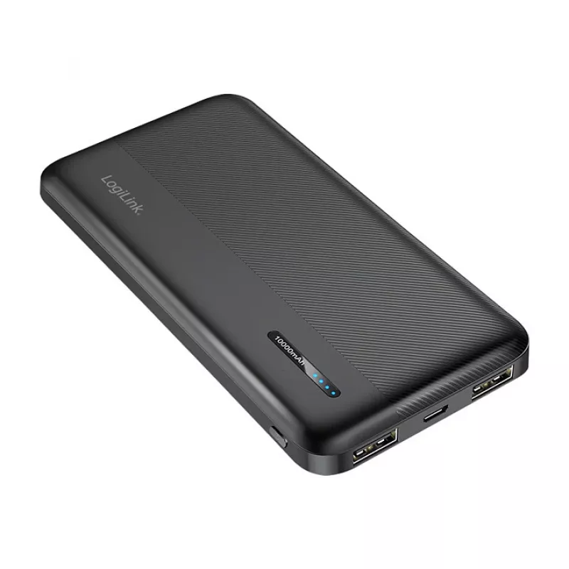Powerbank LogiLink PA0338RF 10000 mAh com USB-C PD e Quick Charge 3.0, preto