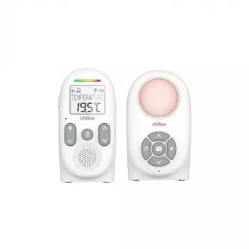 Chillax CB260 intercomunicador digital DECT para bebé com função de intercomunicação, sensor de temperatura, luz de presença, canções de embalar e alarme vibratório – branco