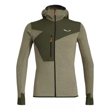 Salewa Puez 2 camisola de manga comprida com capuz e fecho de correr integral Dark Olive Melange homem XL