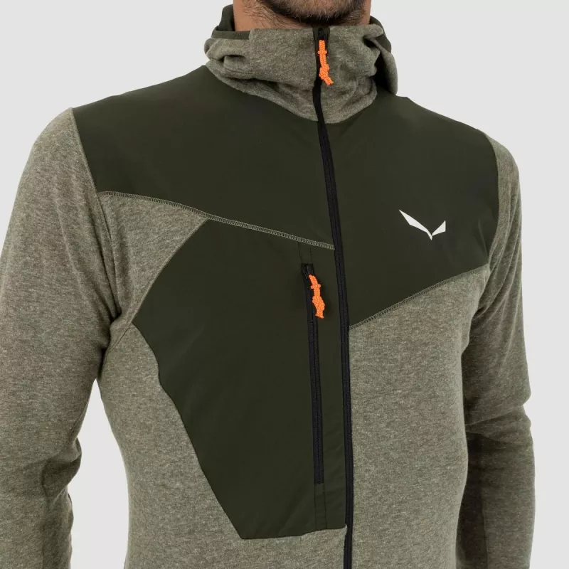 Salewa Puez 2 camisola de manga comprida com capuz e fecho de correr integral Dark Olive Melange homem XL