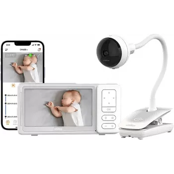 Chillax DM688 intercomunicador vídeo para bebé com ecrã a cores de 2,8 polegadas, 2,4 GHz FHSS, alcance de 300 m, função de intercomunicação, sensor de temperatura, canções de embalar, branco