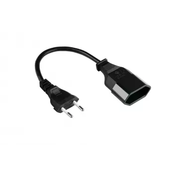 Kabelmeister cabo de extensão Euro ficha CEE 7/16 macho para fêmea, 0,2 m, preto, 0,75 mm², H03VVH2-F