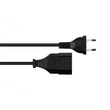 Kabelmeister cabo de extensão Euro ficha CEE 7/16 macho para fêmea, 0,2 m, preto, 0,75 mm², H03VVH2-F