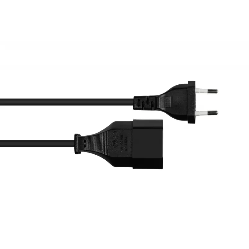Cabo de extensão Euro Kabelmeister Type-C para tomada Euro, preto, 0,75mm², 2m
