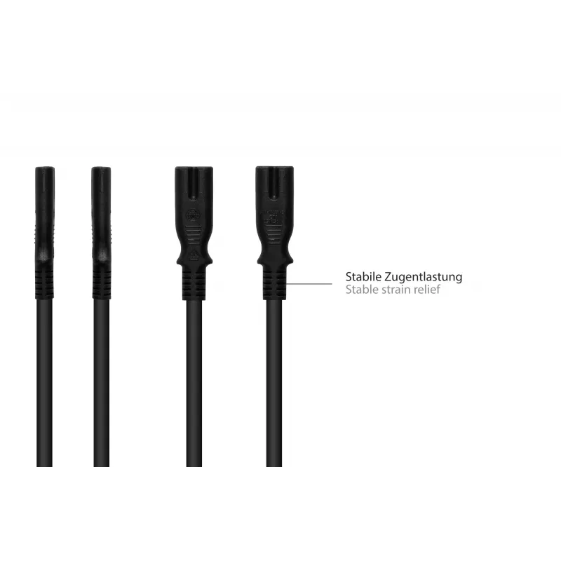 Cabo de alimentação Euro Kabelmeister CEE 7/16 para IEC C7, 1m, preto, 0,75mm²