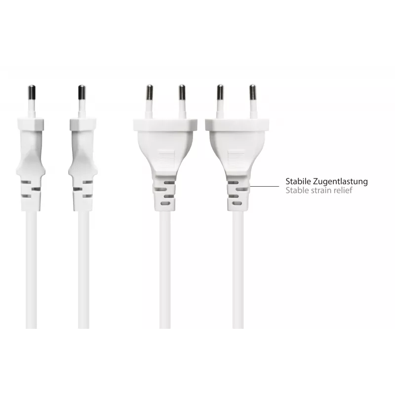 Cabo de alimentação Euro Kabelmeister CEE 7/16 para IEC C7, branco, 1m, 0,75mm²