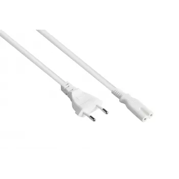 Cabo de alimentação Euro Kabelmeister Type-C para C7 Figure-8, branco, 0,75mm², 7,5m