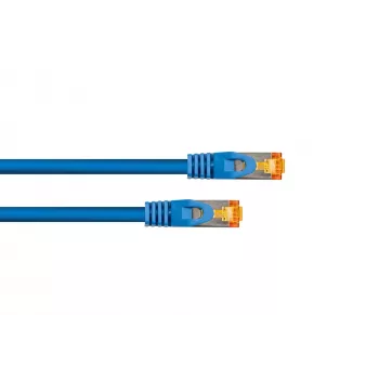Cabo de patch RJ45 Cat.7 S/FTP Kabelmeister, bainha TPE altamente flexível, isento de halogéneos, azul, 0,25 m