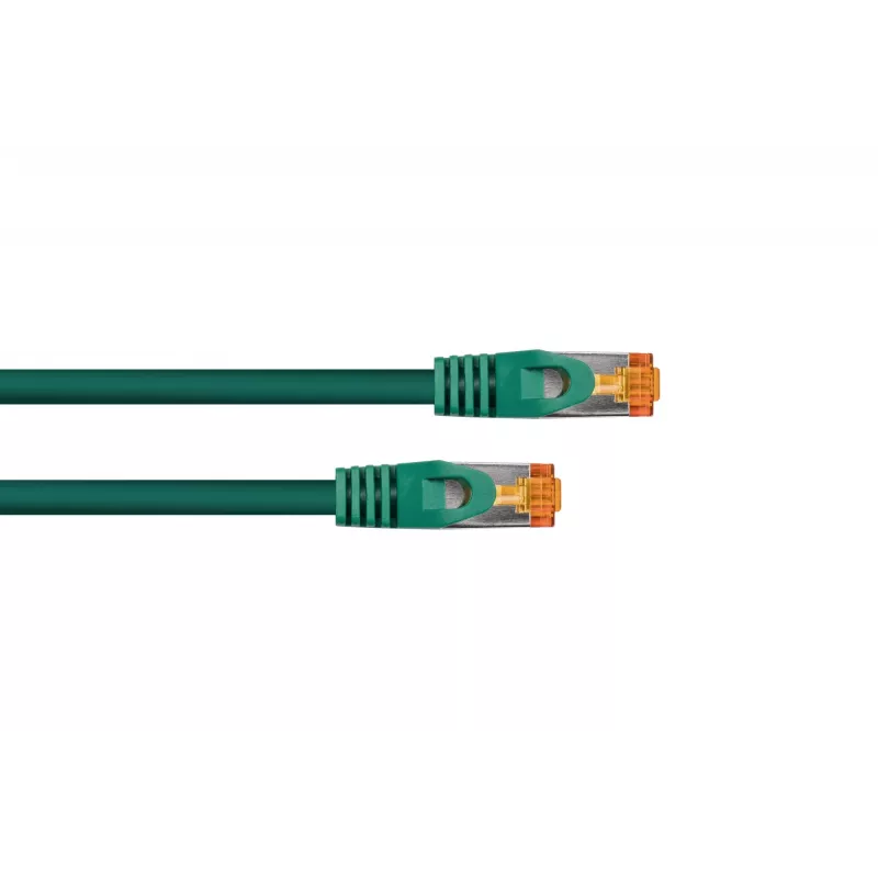 Cabo de patch Cat.7 S/FTP KABELMEISTER, RJ45, TPE isento de halogéneos, verde, 0,25m