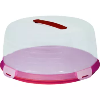 CURVER Caixa redonda para transporte de bolo Ø34,7x15,6cm Vermelho com tampa transparente