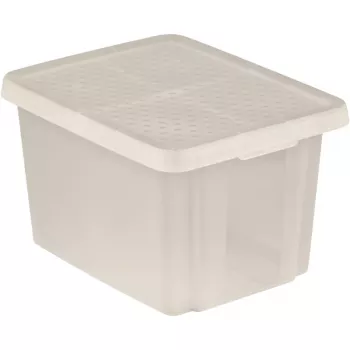 CURVER Essentials Caixa de armazenamento transparente 26L com tampa, empilhável e encaixável, 44x34x27 cm