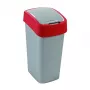 CURVER Flip Bin 45L Balde do lixo Prateado/Vermelho com tampa basculante