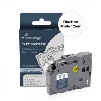 MediaRange Cassete de fita de rotulagem Flexible ID compatível com Brother TZ-FX231/TZe-FX231 12mm 8m Preto sobre Branco
