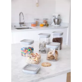 CURVER Dry Cube Recipiente quadrado para armazenamento de alimentos 2,3L Transparente/Cinzento