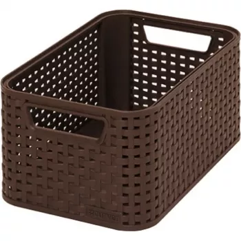 CURVER KIS Style S Caixa de armazenamento 7,2L Castanho-escuro Efeito rattan entrançado 28,5x19,4x13cm