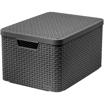CURVER Style Caixa de armazenamento L com tampa, 43,6 x 32,6 x 23 cm, 23L, Cinzento-escuro