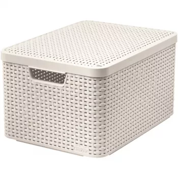 CURVER Style Caixa de armazenamento L com tampa, 43,6 x 32,6 x 23 cm, Creme, dobrável, empilhável