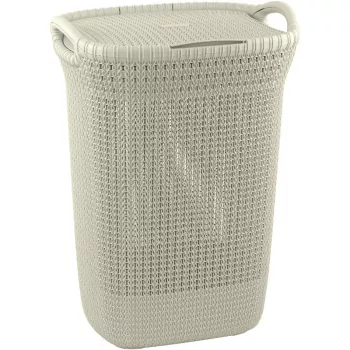 Curver Knit 57L Cesto de roupa com tampa, Branco