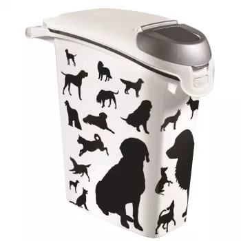 Recipiente de armazenamento de comida para cão Curver Petlife 23L preto com design de pegadas