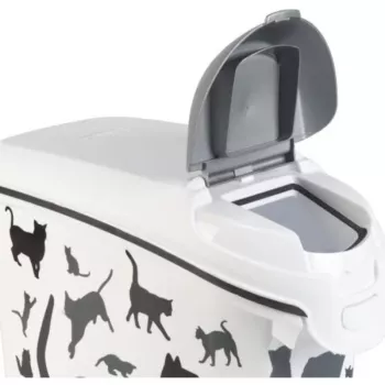 Recipiente de armazenamento de comida para cão Curver Petlife 23L preto com design de pegadas