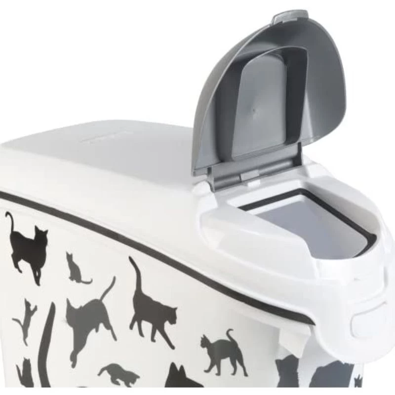 Recipiente de armazenamento de comida para cão Curver Petlife 23L preto com design de pegadas