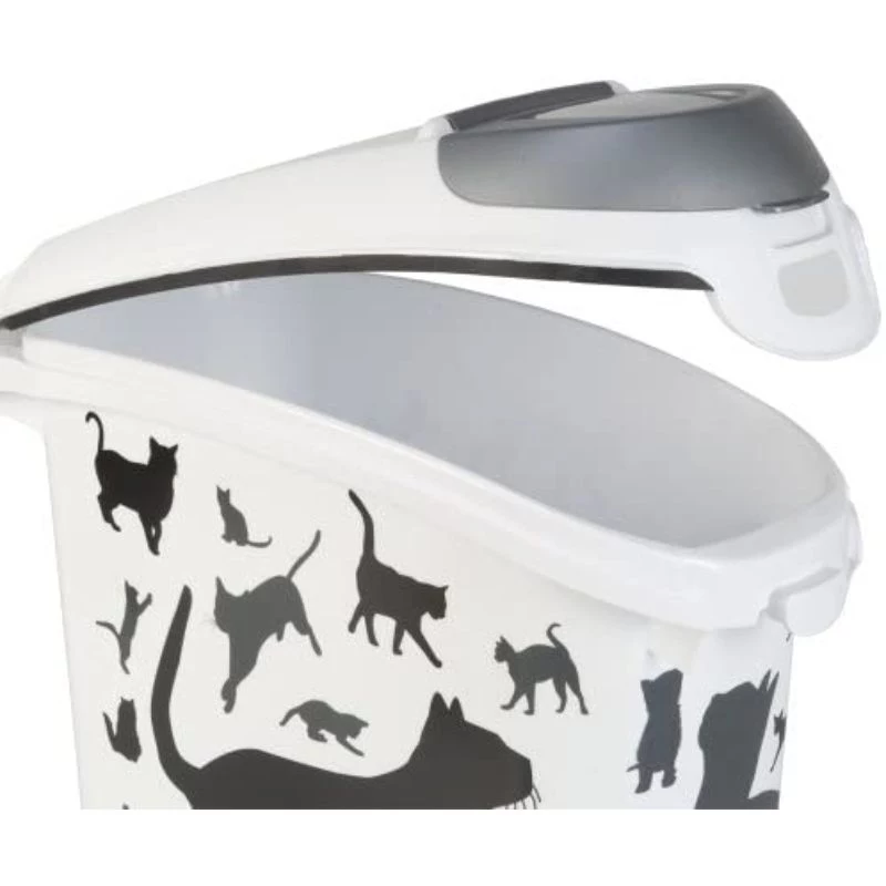 Recipiente de armazenamento de comida para cão Curver Petlife 23L preto com design de pegadas