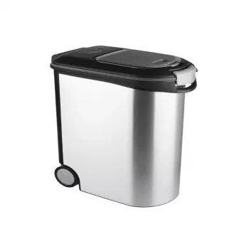 CURVER Pet Life recipiente para ração com rodas, 12kg, 35L, 49,3x27,8x40,3 cm, prateado