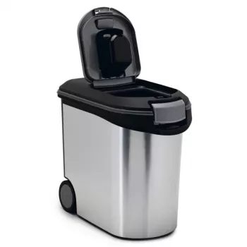 CURVER Pet Life recipiente para ração com rodas, 12kg, 35L, 49,3x27,8x40,3 cm, prateado