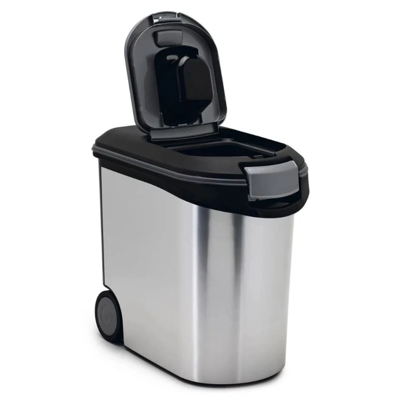 CURVER Pet Life recipiente para ração com rodas, 12kg, 35L, 49,3x27,8x40,3 cm, prateado