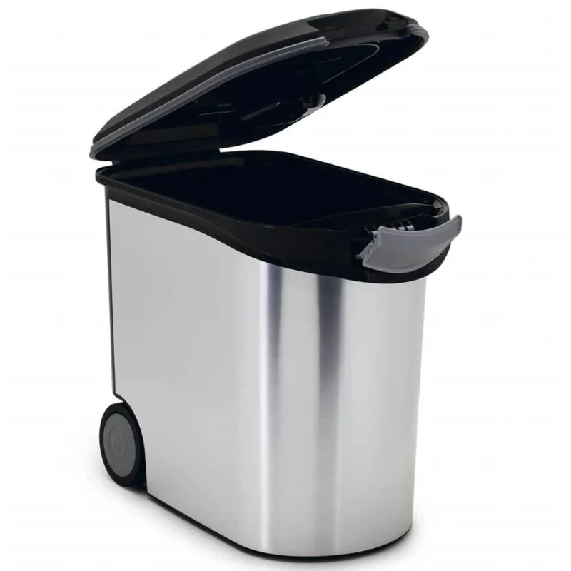 CURVER Pet Life recipiente para ração com rodas, 12kg, 35L, 49,3x27,8x40,3 cm, prateado