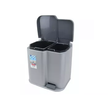 Balde de pedal CURVER Duo 15+7L prateado/cinzento-escuro