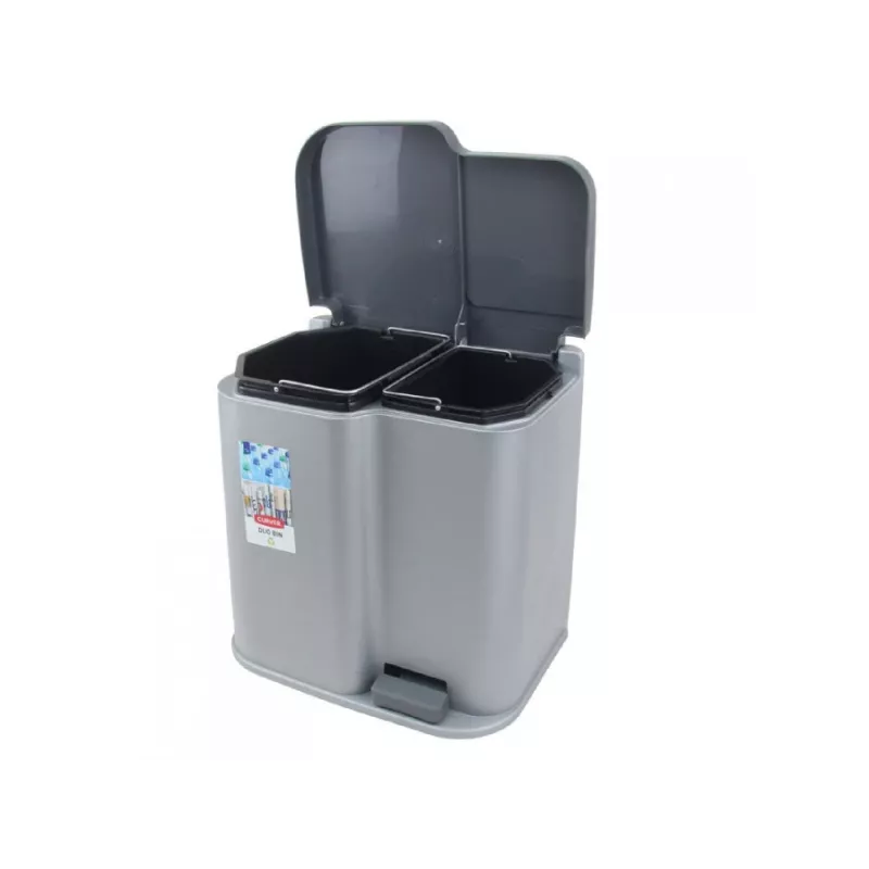 Balde de pedal CURVER Duo 15+7L prateado/cinzento-escuro