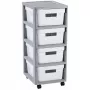 Torre de arrumação Curver Infinity com rodas e 4 gavetas, 40 L total, cinzento/branco