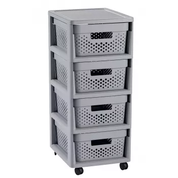 Contentor com rodas Curver Infinity 11L 4 gavetas 30x36x69cm cinzento