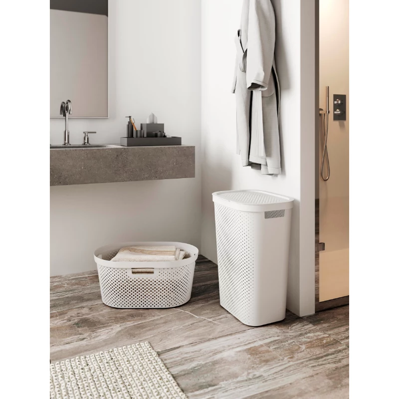 Cesto de roupa CURVER Infinity Recycled 40L 59x39x27cm branco