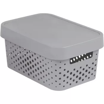 Caixa de arrumação Curver Infinity de material reciclado com tampa, 4,5L, cinzento