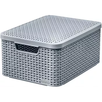 Caixa de arrumação CURVER Style M com tampa, 39,3 x 29,3 x 18,7 cm, cinzento-claro, dobrável